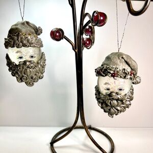 Elegant Silver Santa Ornaments